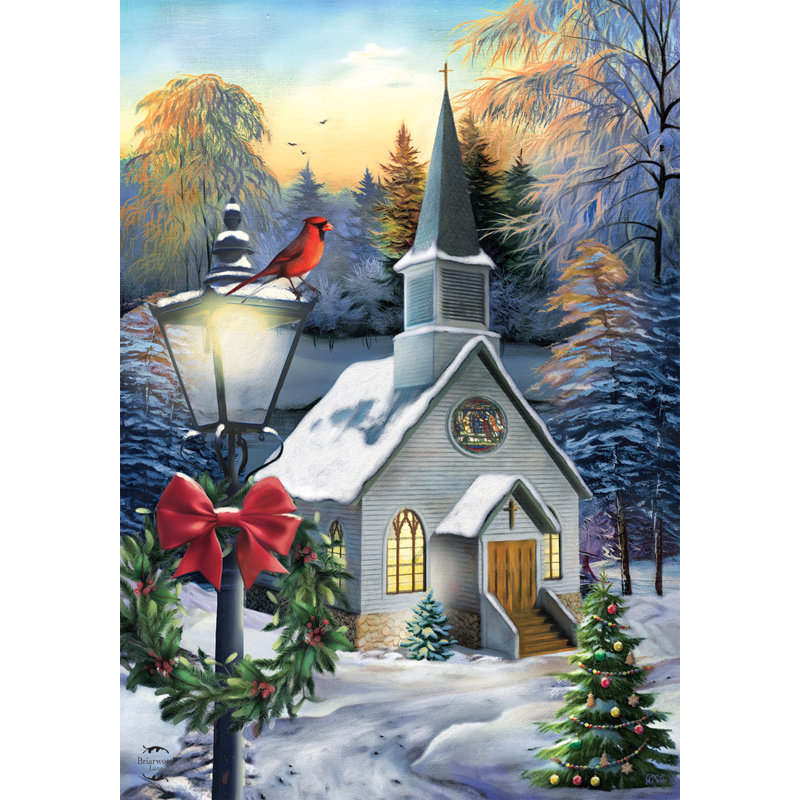 Drapeau «Come All Ye Faithful Winter Garden», Blanc / Vert / Rouge