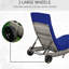 Chaise longue d'extérieur Comfy - Chaise de piscine avec coussin, chaise à 5 angles et roues réglables, coussin en PE bleu foncé, pour le mouvement