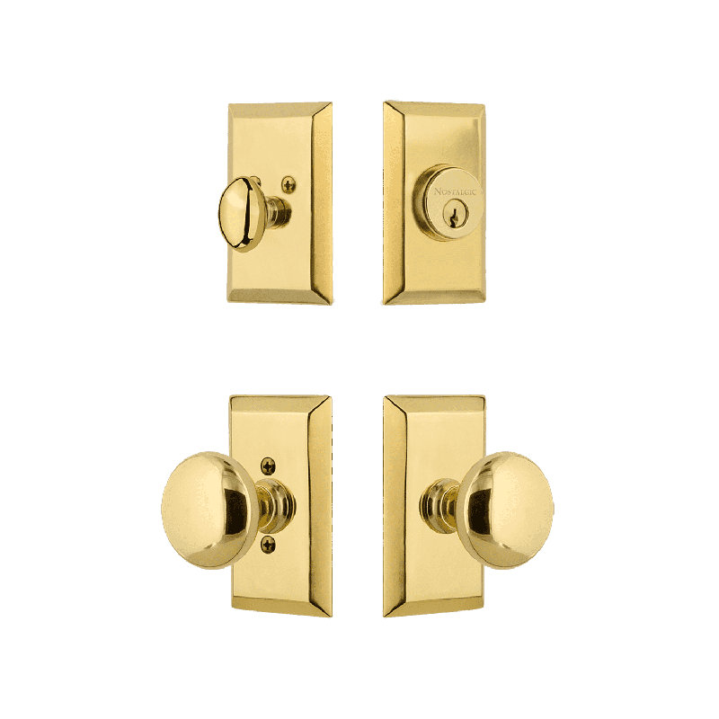 Nostalgic Warehouse Studio Entry Set with New York Knob, Polished Brass