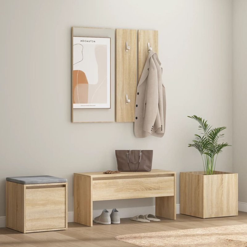 Highpoint vidaXL Hallway Furniture Set Engineered Wood, Oak
