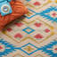 Adera Southwestern Handmade Looped Beige/Blue/Red Area Rug-19262945