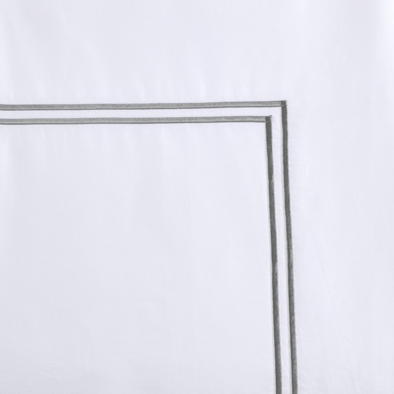 Luxurious White and Gray Cotton King/Cal King Duvet Set