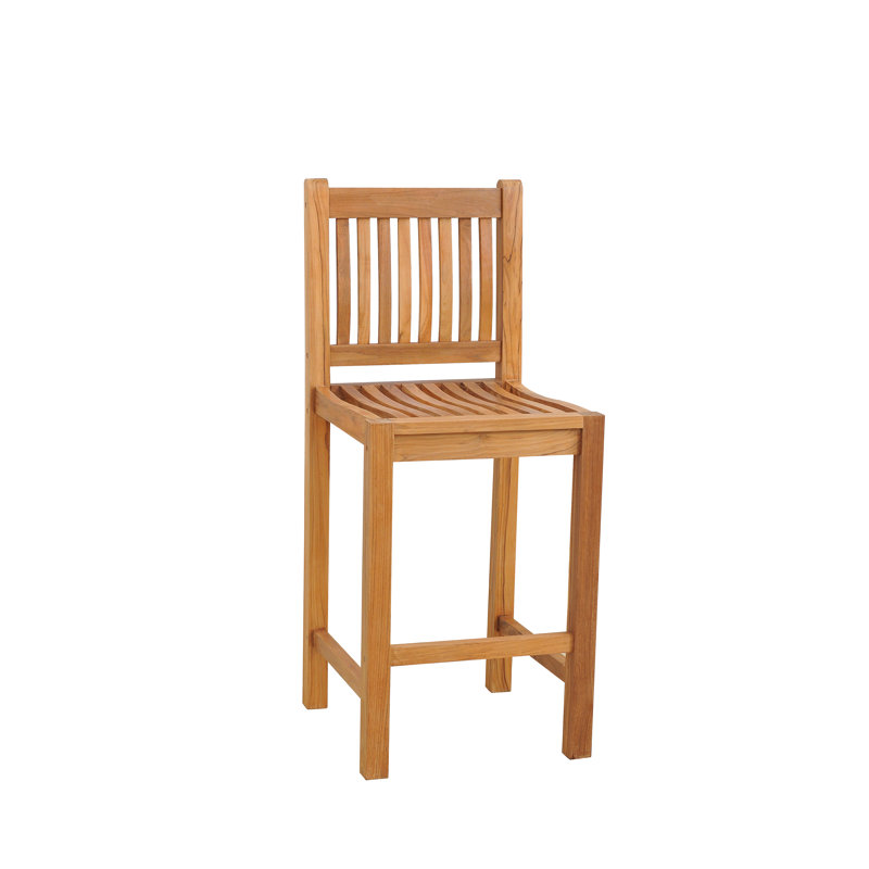 Elzas Outdoor Teak Bar Stool, 30"