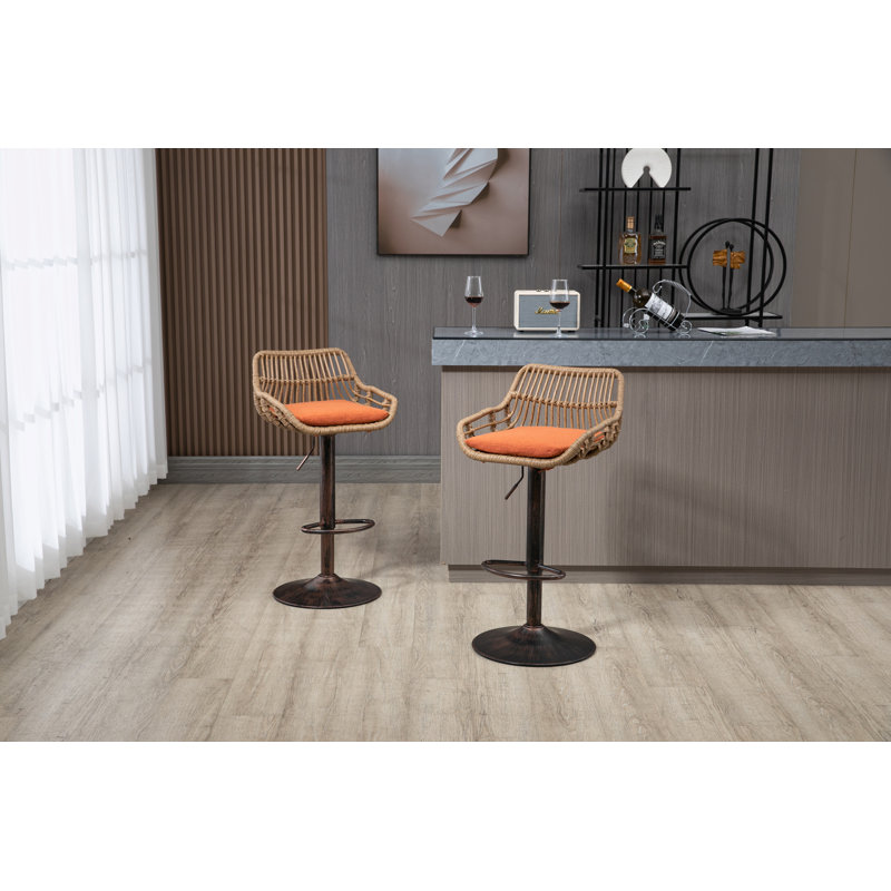 Alteriq Swivel Upholstered Adjustable Height Counter Stool, Orange