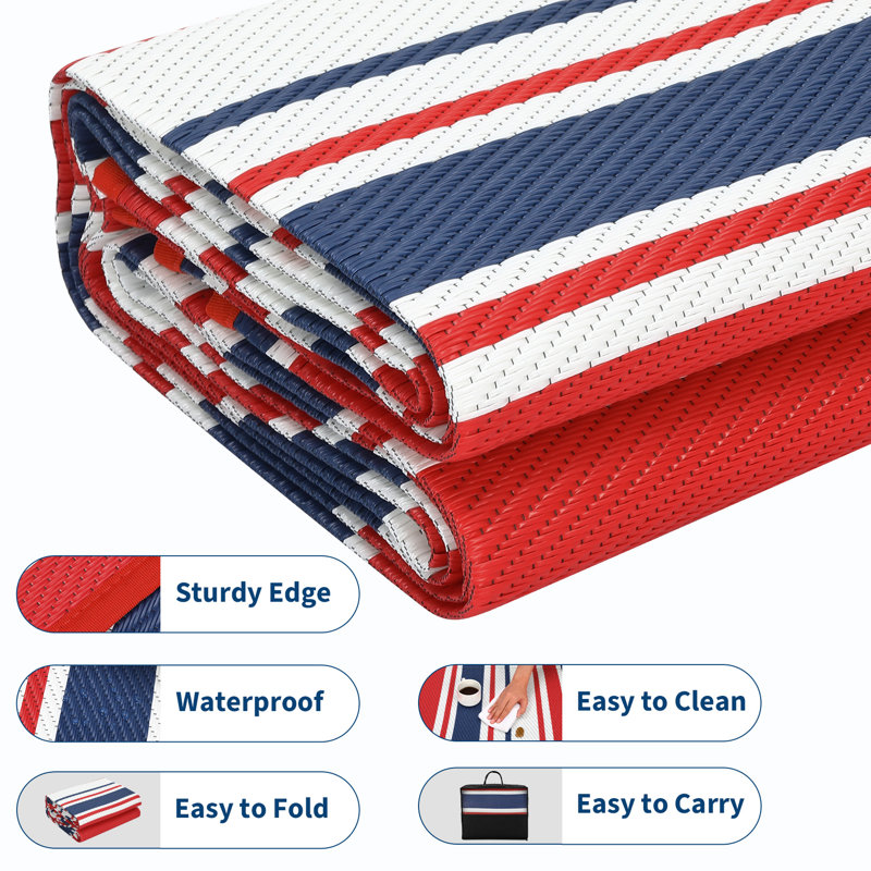 Outdoor Rug Patio Waterproof, Large Outdoor Plastic Straw Rug, Reversible Out Door Carpet for Camping, Deck, Rv, 9 x 12 Area Carpet for Balcony, Porch, Backyard