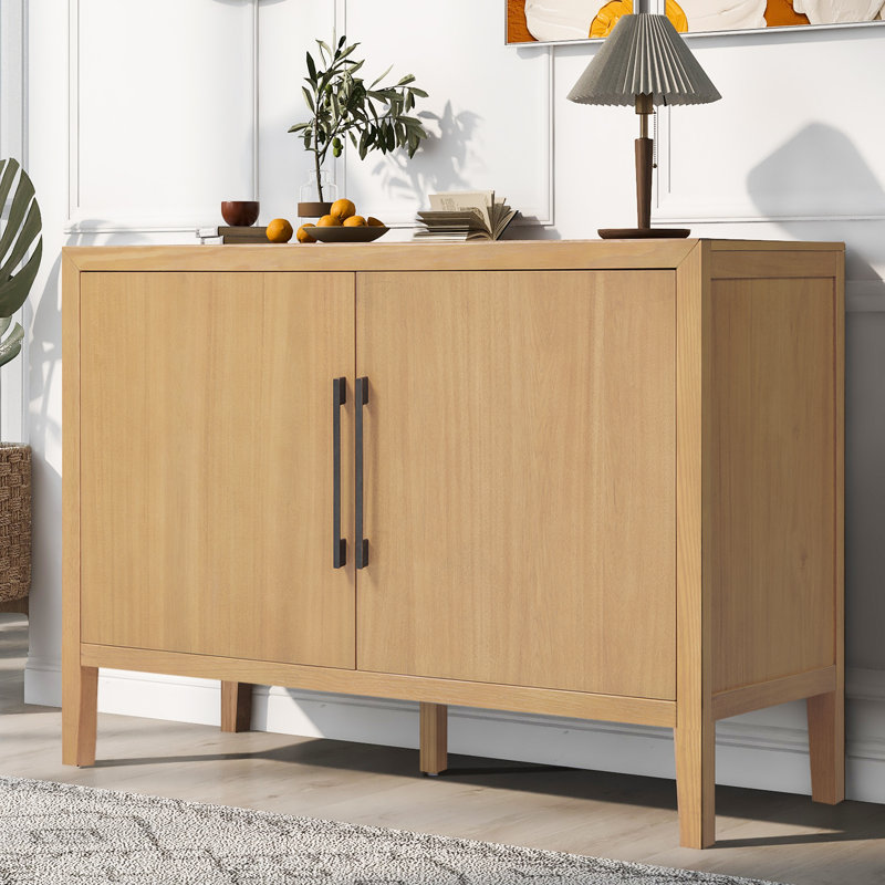 Meuble de rangement en bois à 2 portes, 120 cm de largeur, pour classeurs, dosseret ou bureau à domicile., Natural