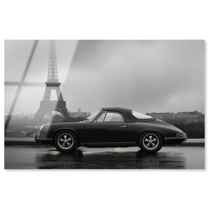 «Classic Car» et Eiffel Noir, photographie élégante en acrylique par Art Remedy, prête à être accrochée, H 24 po x l 36 po