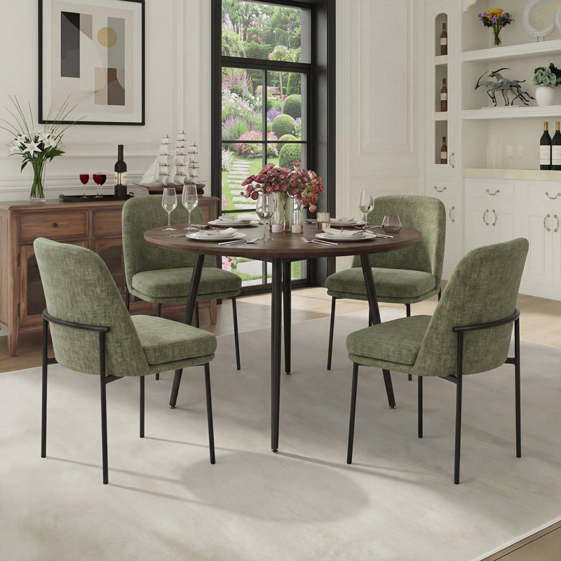 Upholstered Parsons Side Chair Dining Chair, F-Green