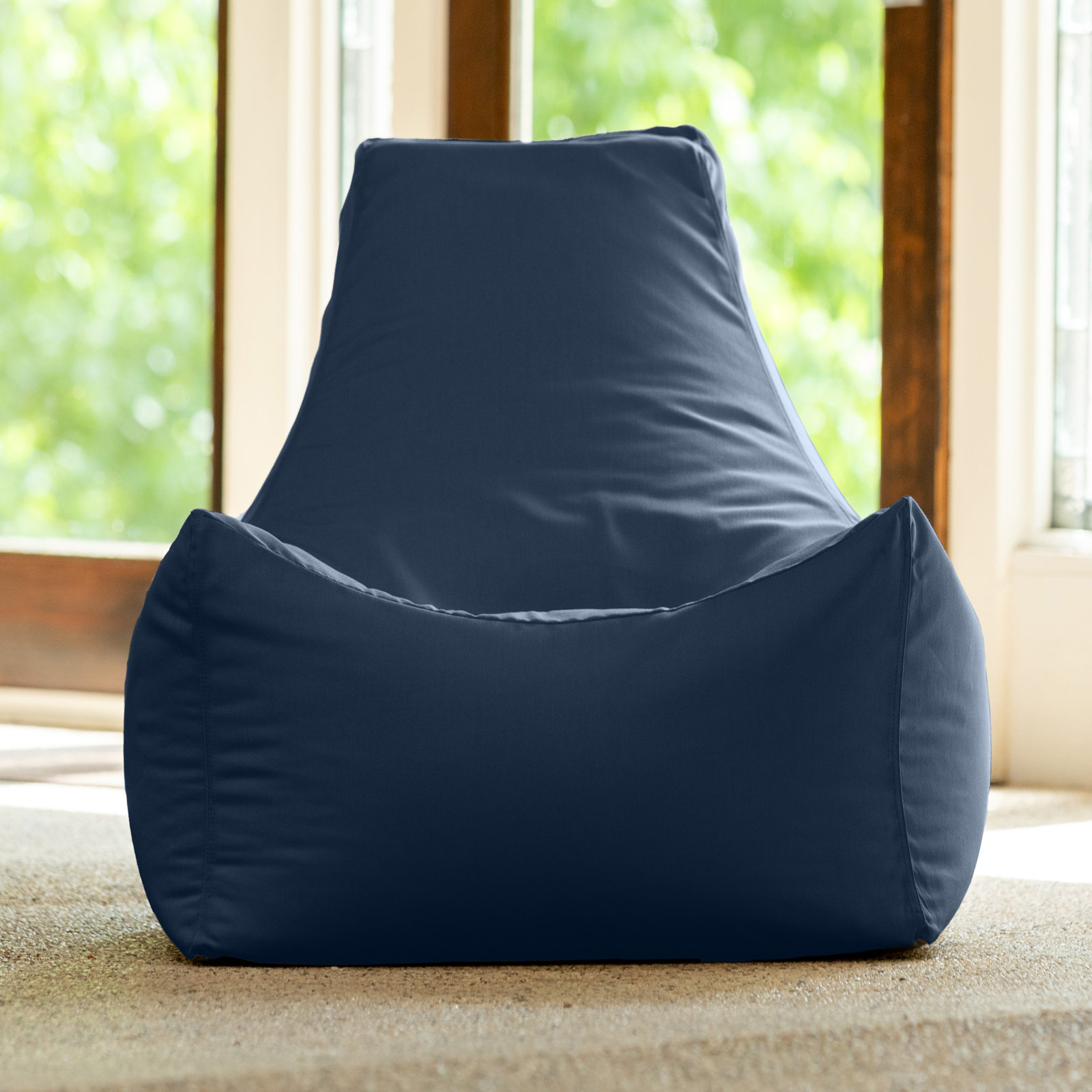 Juniper Outdoor Bean Bag Chair, Navy Blue Acrylic