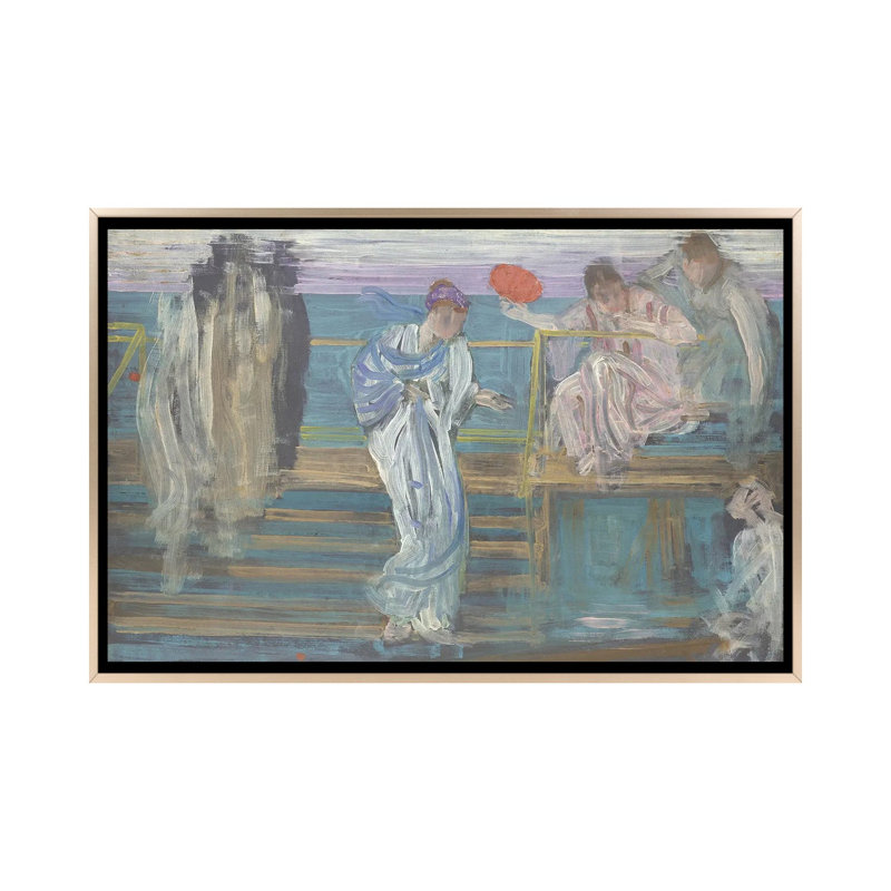 Symphonie en blanc et rouge - reproduction d'art murale - toile encadrée, 32 po x 48 po, Toile avec cadre, Champagne