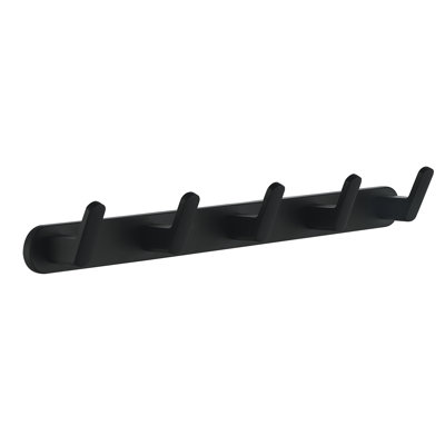 Wall Mounted 5 in 1 Rustproof Hook Rack in Matte Black
