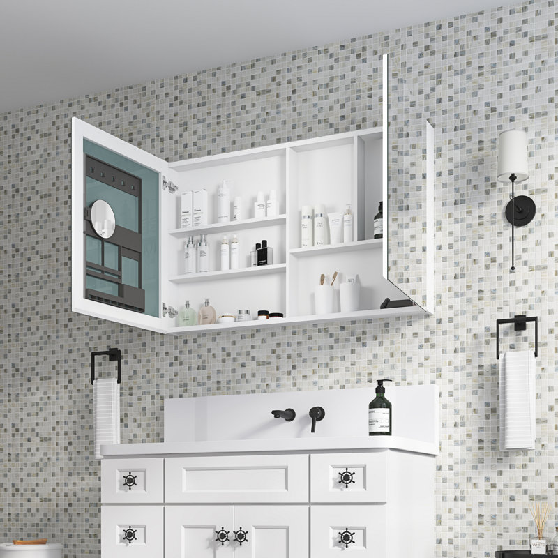 Pharmacie à miroir sans cadre l 48 po x H 30 po, H 30 po x l 48 po x P 4,8 po