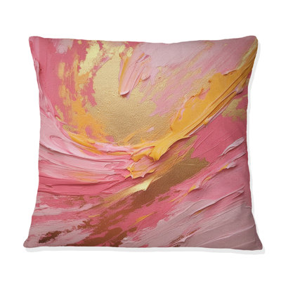 Coussin décoratif imprimé rose et or rose II