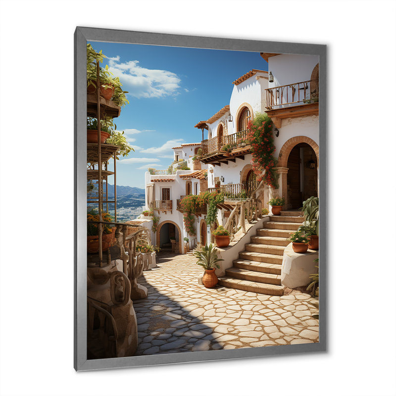 Espagne Espagne Village III - impression, Cadre photo argenté, H 40 po x l 30 po x P 1,5 po