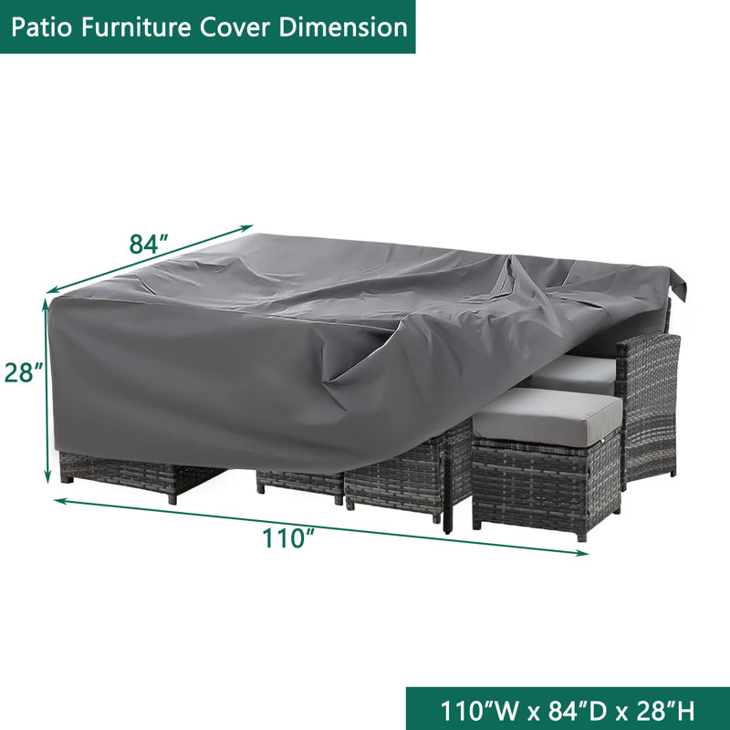 Waterproof Table and Chair Set Covers Outdoor Sectional Sofa Set Cover, 28" H x 110" W x 84" D