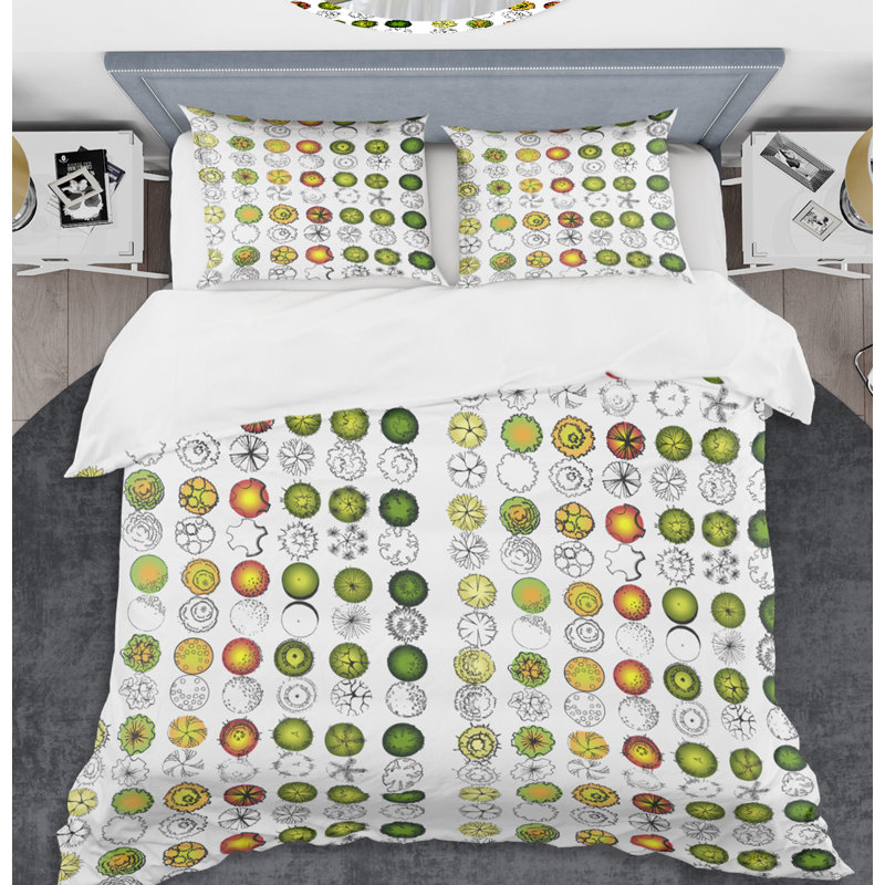 Ensemble de housse de couette de style mid-century rétro tree, Housse de couette double / grand et 2 taies