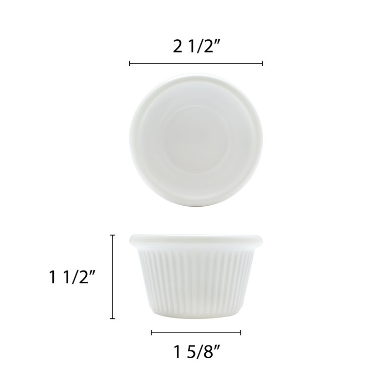 Thunder Group Inc. Round Melamine 12 Piece Ramekin / Soufflé Dish Bakeware Set, White, 2.5" W x 2.5" L