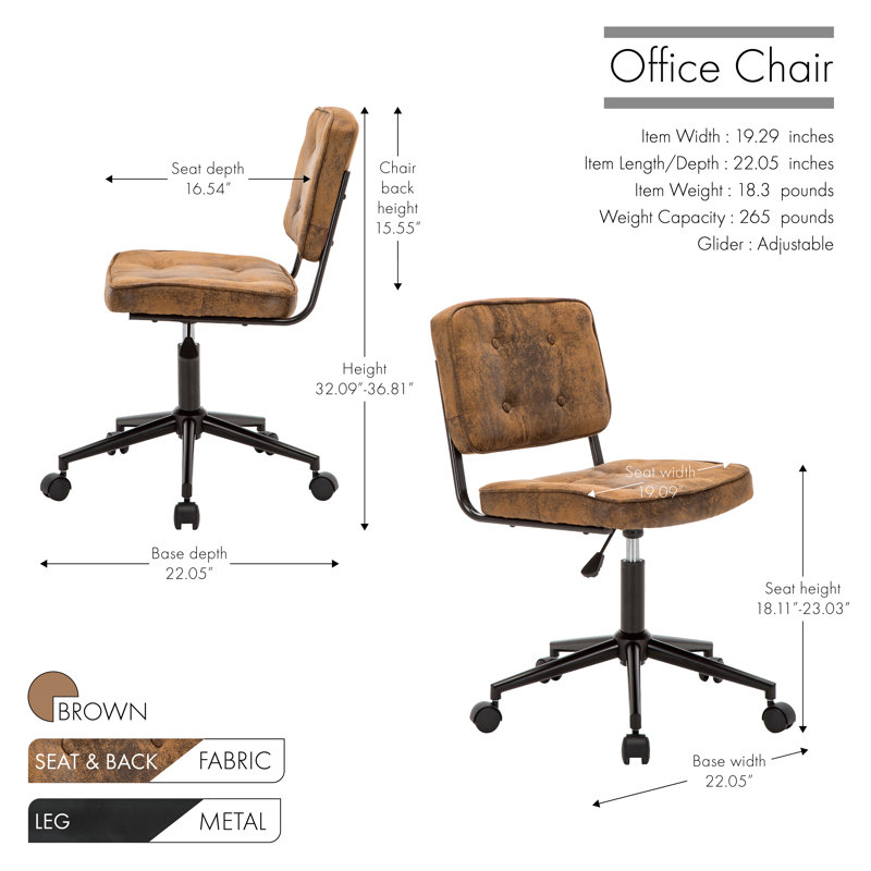 Chaise de travail Korey, Brun
