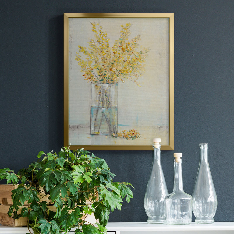Vaporisateur jaune dans un vase II - Toile avec cadre de qualité supérieure - Prêt à être accroché