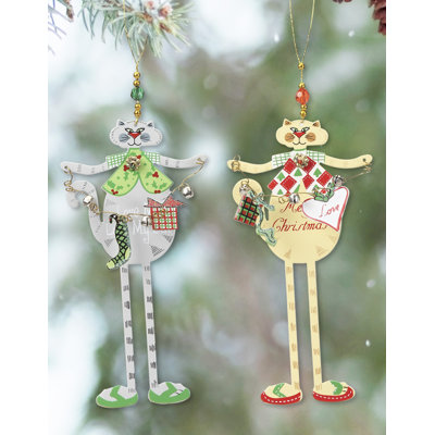 Ensemble d’ornement figurine suspendu en forme de noël pour chat 2 pièces