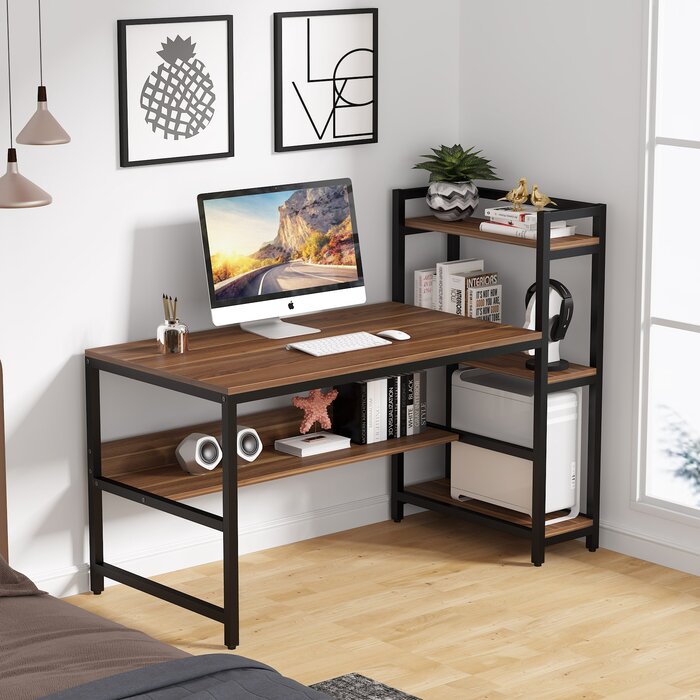 Inbox Zero L-Shaped Metal Base Computer Desk & Reviews | Wayfair