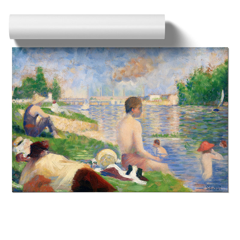 Study Of Bathers Vol.4 by Georges Seurat - No Frame Painting, 42cm H x 59cm W x 0.1cm D