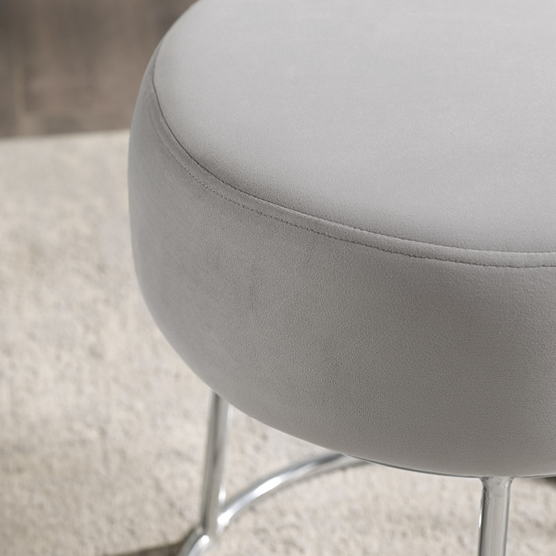 Bonview Iron Accent Stool, Silver Frame/ Gray Top