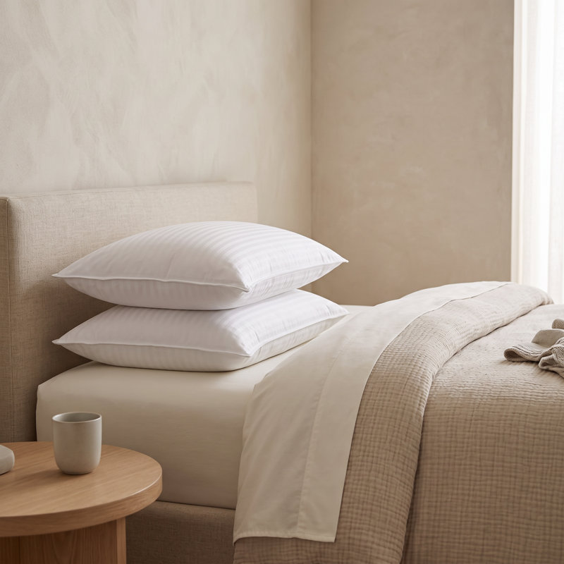 Oreiller de luxe luxueux à refroidissement alternatif avec support moelleux en fibre de satin à rayures, Très grand lit
