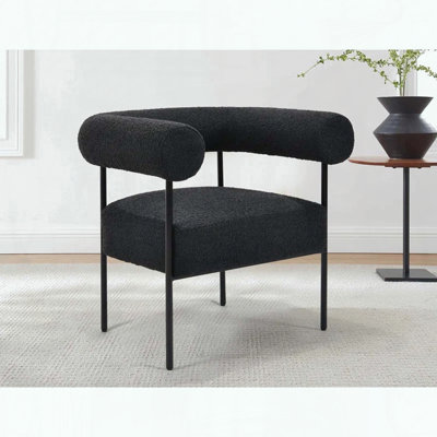 Boucle Accent Chair – Black Metal Legs
