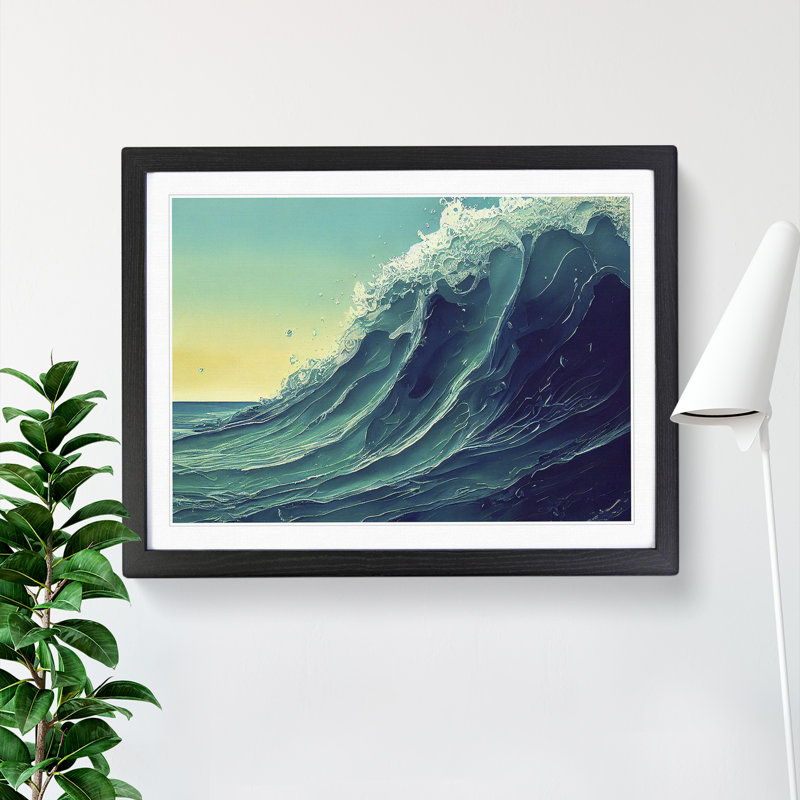 XH1022-6454X Ocean Wave - Single Picture Frame Print, Black, 46cm H x 64cm W x 2cm D