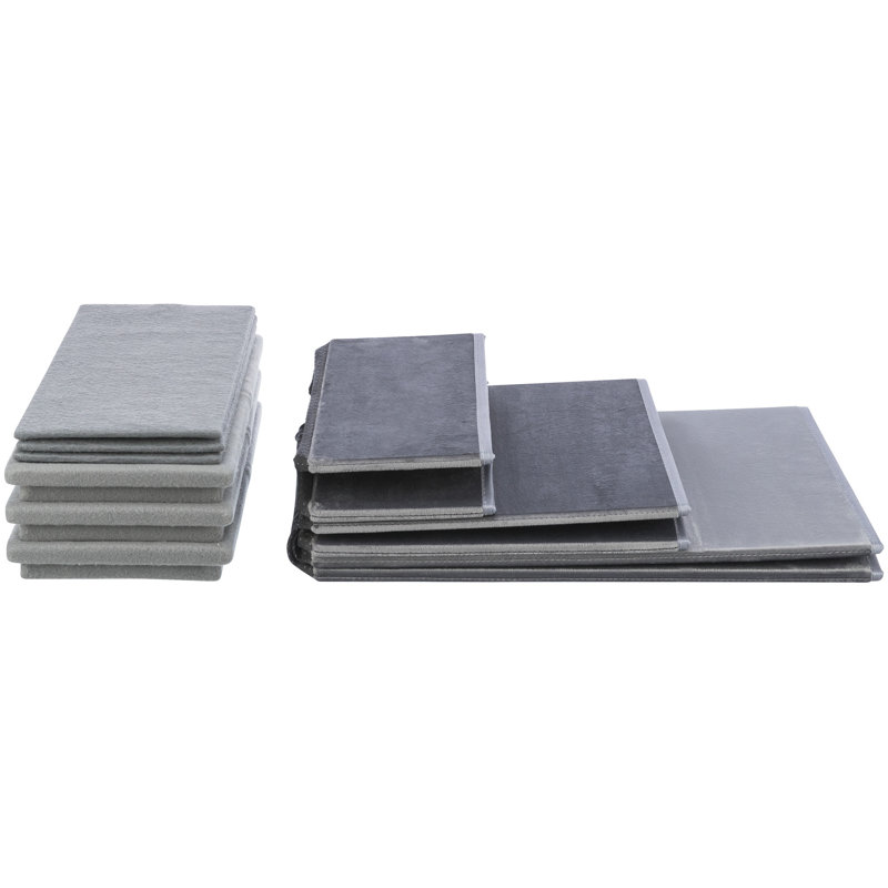 Gray Velour Foldable 3-Step Pet Stairs with Storage