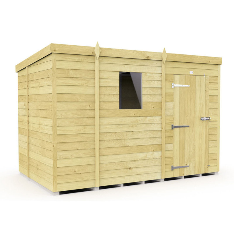 9ft x 6ft Pent Shed - Single Door with Windows