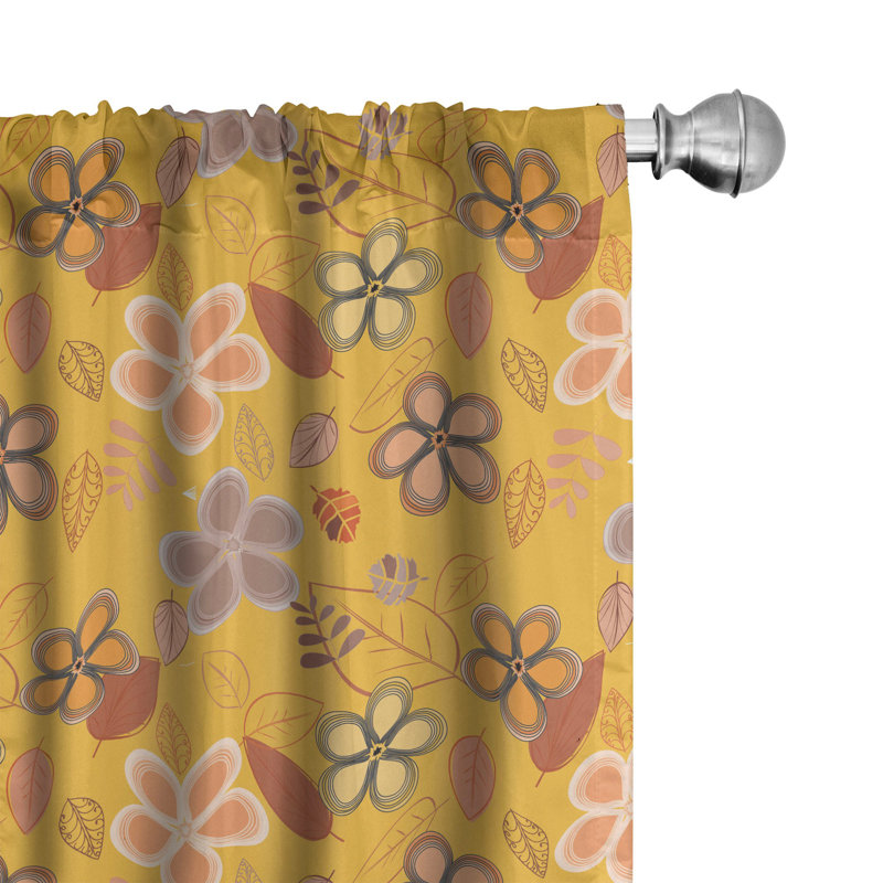 Floral Semi-Sheer Rod Pocket Curtain Panels, 28" x 84"