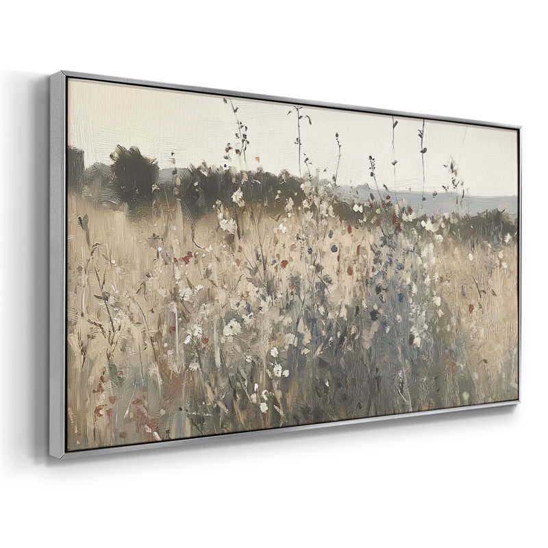 Série paysage - Cxxxi - Toile tendue avec châssis encadré - Prêt à être accroché, Argent argent, H 21 po x l 41 po