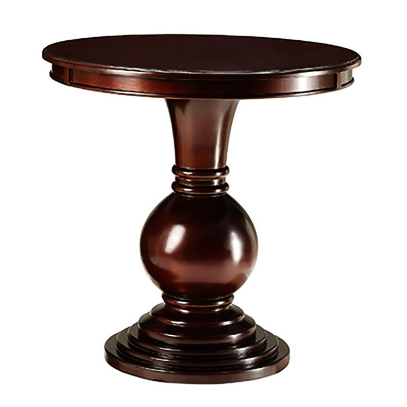Espresso Accent Table With Pedestal Base