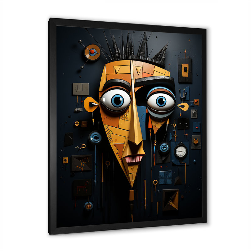 «Yellow and Black Robot Revolution», Cadre simple noir, H 20 po x l 12 po x P 1 po