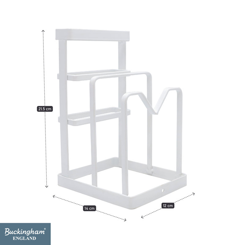 Buckingham Kitchen Organising Rack Chopping Board Knife Block Pot Lid Holder , White