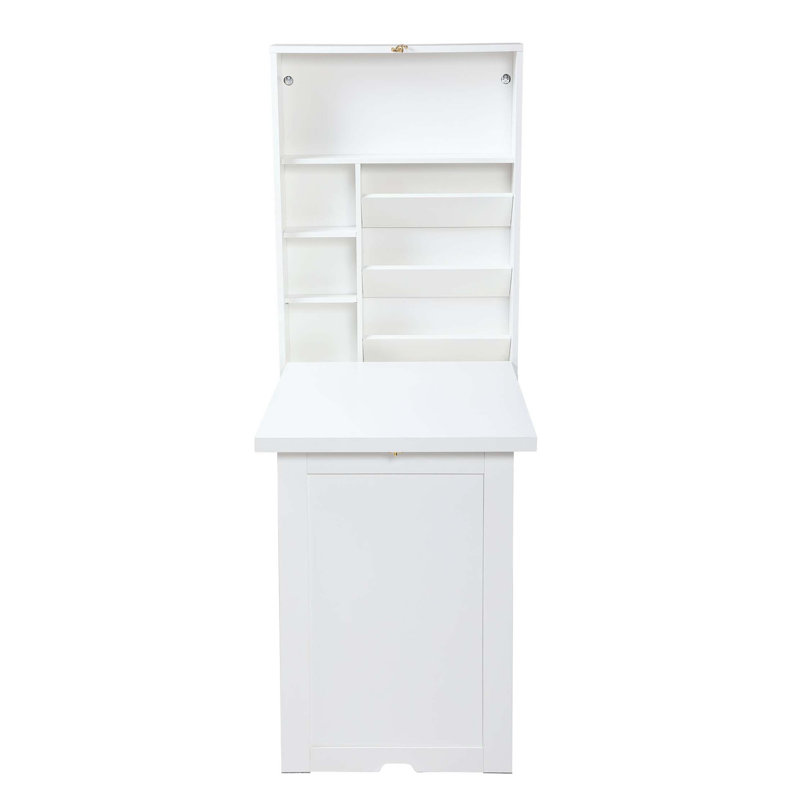 Bureau d'écriture convertible mural moderne en bois compact pour bureau à domicile avec rangement