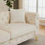 Luxueux canapé de style Chesterfield en velours avec détails capitonnés et pieds en métal, y compris 2 coussins décoratifs, beige