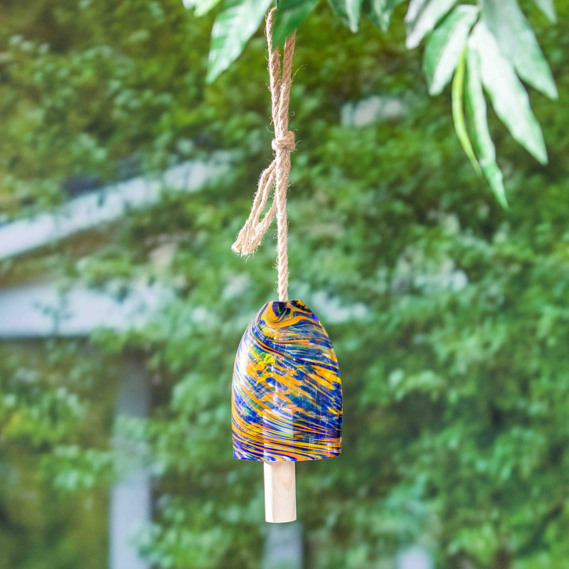 Carillon de vent 7 "en forme de cloche aquarelle bleue et orange