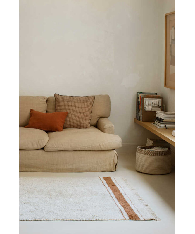 Tapis rectangulaire en coton touffeté à la main Little Chefs, Rectangle 3 pi x 4 pi 3 po, Naturel / caramel