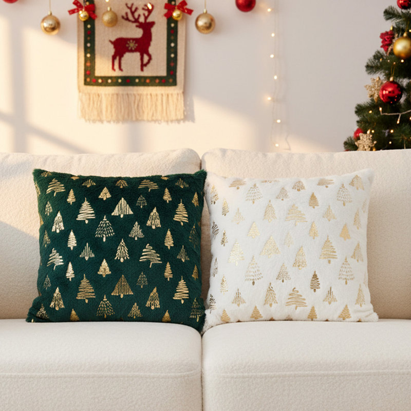 Backrest Cushion, Green/White Christmas 1