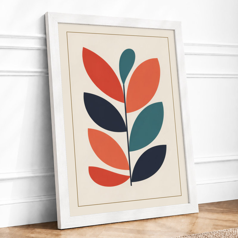 Teal Leaf Ascendant Botanical - Print, A1 - 84.1 x 59.4 cm, White