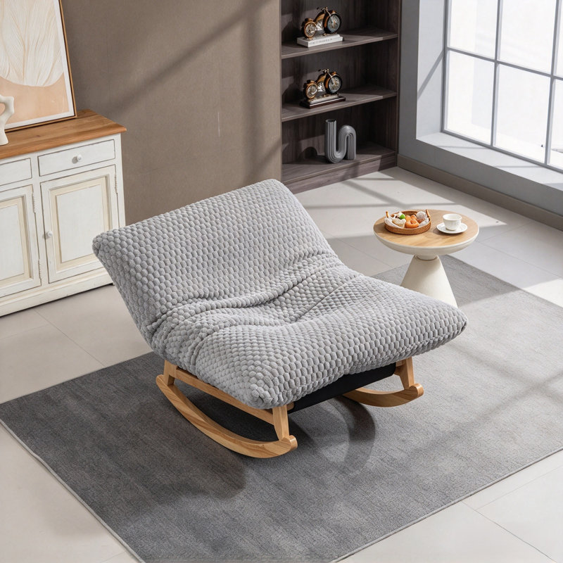 Fauteuil à billes berçant en velours côtelé avec dossier, Gris clair + velours côtelé