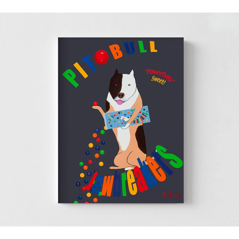 Pit Bull Jaw Breakers par Ken Bailey, impression d'arc-en-ciel bonbon, adorable art mural Pitbull, impression de bonbon