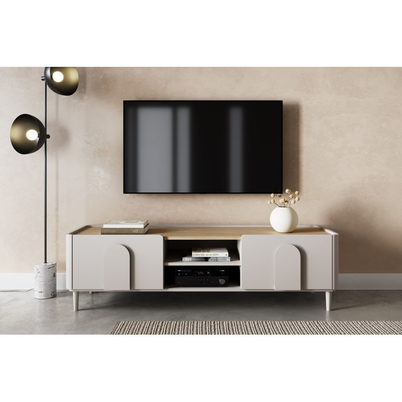 Sadeen Tv Stand With Legs, Beige/Oak, 48 cm H x 170 cm W x 48 cm D