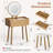 Small Vanity Desk With 3 Modes Lighted Mirror & Stool, Compact Vanity With 6-grid Organizer