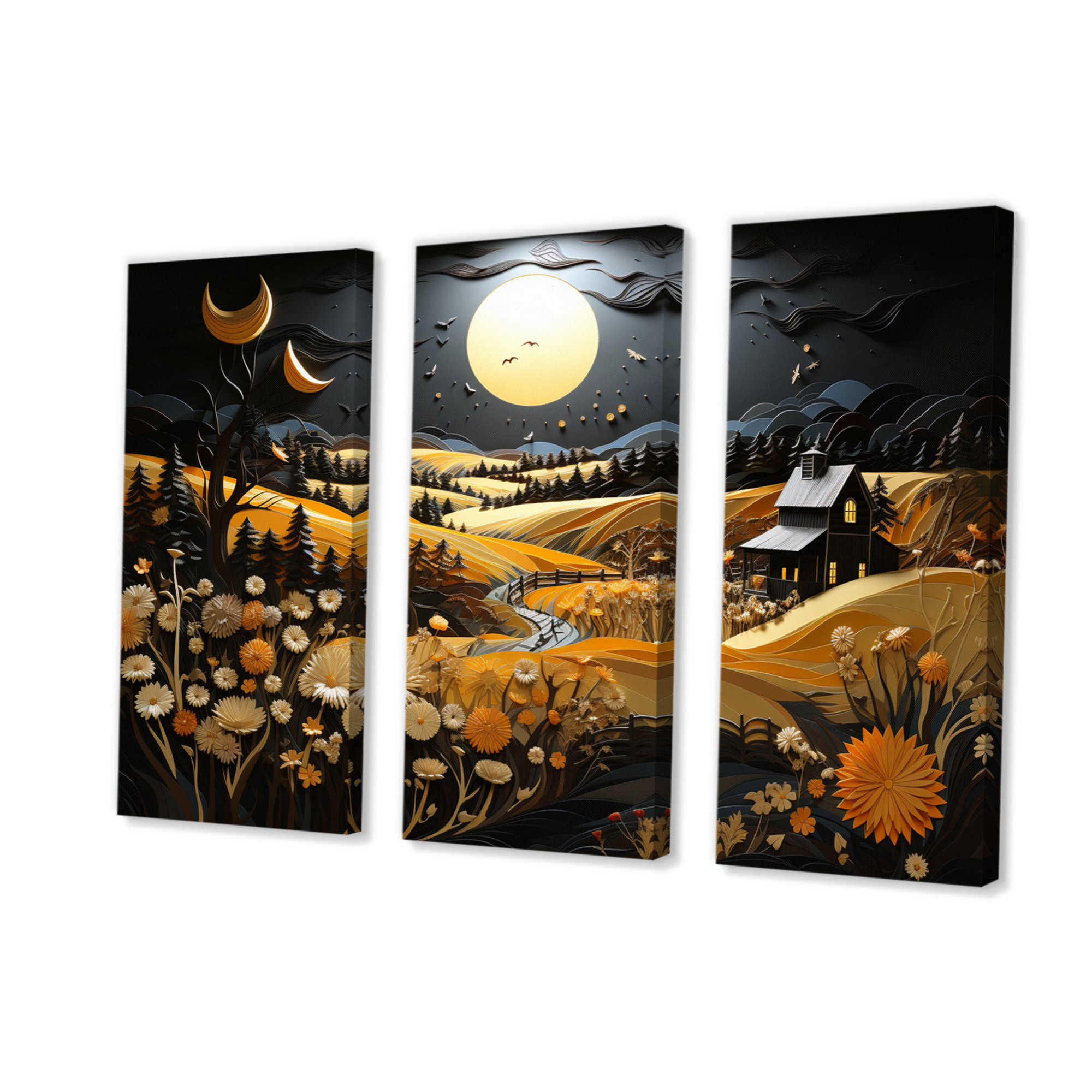 Millwood Pines Barn Country Legacy Papercut II On Canvas 3 Pieces Print ...