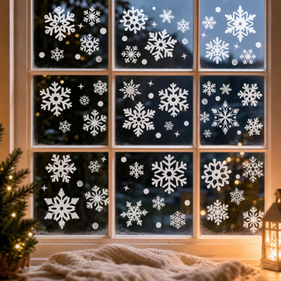 116PCS Christmas Snowflake Sheets Christmas Window Clings Snowflake Window Clings Decals Doubles Sided Xmas Snowflake Decal Stickers for Winter Holiday Decor Christmas Decorations Gifts