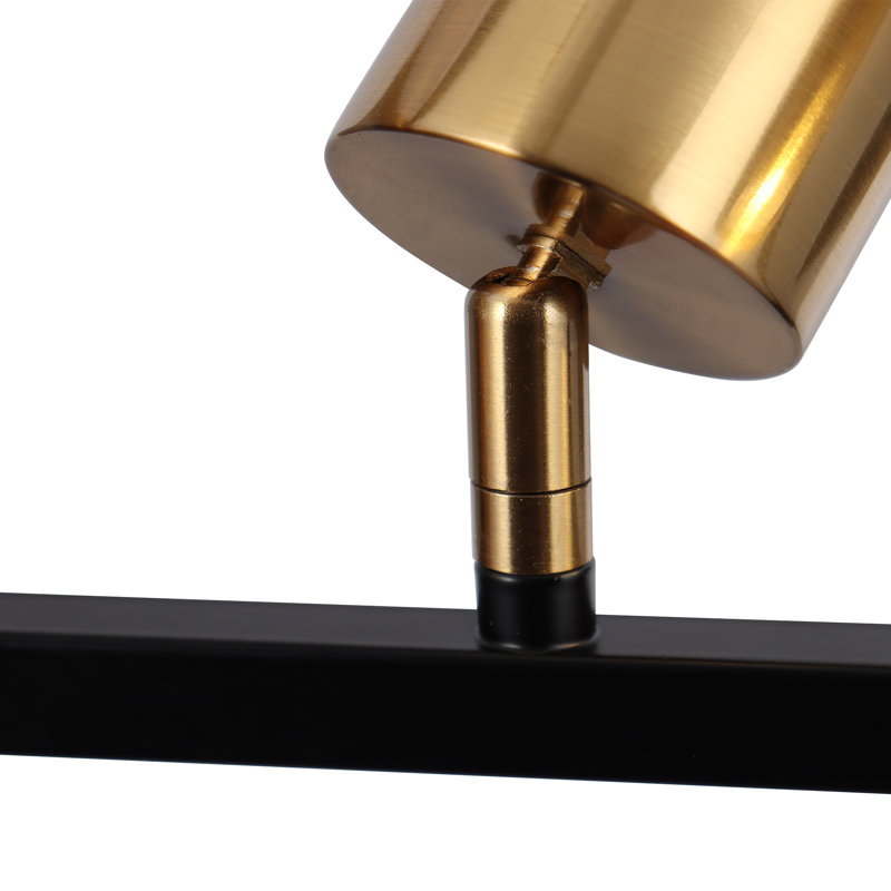Luminaire suspendu linéaire 5 lumières noir et or à 90 ° réglable au plafond